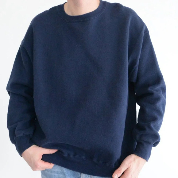 Vintage 90'S Cheetah Navy Blue Thick Cotton Boxy Fit  Crew Neck Sweater Size XL - Picture 1 of 8